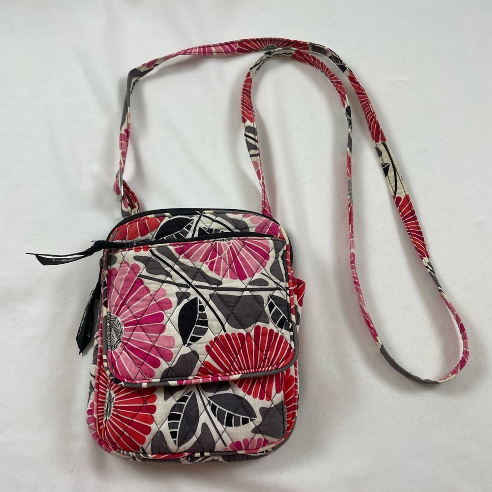 Vera Bradley Cherry Blossoms Small Crossbody Bag Pink Zippered Purse